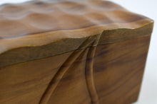 Load image into Gallery viewer, Raya solid teak wooden pet ashes casket close up.