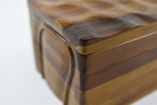 Load image into Gallery viewer, Raya solid teak wooden pet ashes casket close up.
