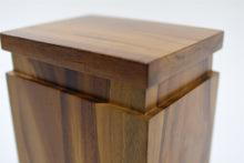 Load image into Gallery viewer, Korbu solid teak wooden pet ashes casket close up.