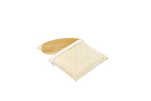 Load image into Gallery viewer, Large handwoven bamboo ashes scatter pouch for pets, with lid open.