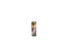 Load image into Gallery viewer, Small cylindrical pet ashes scattering tube with a bluebell woodland image.