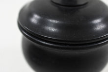 Load image into Gallery viewer, Handcrafted black stone pet ashes casket close up.
