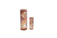 Load image into Gallery viewer, Large and small cylindrical pet ashes scattering tubes with an autumnal woodland image.
