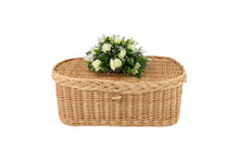 Load image into Gallery viewer, Handwoven willow pet coffin in small.
