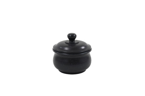 Handcrafted black stone pet ashes casket in large.