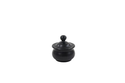 Handcrafted black stone pet ashes casket in small.