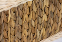 Load image into Gallery viewer, Handwoven water hyacinth pet coffin close up.
