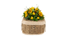 Load image into Gallery viewer, Handwoven water hyacinth pet coffin end in small.
