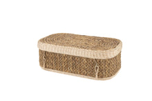 Load image into Gallery viewer, Handwoven water hyacinth pet coffin in small.
