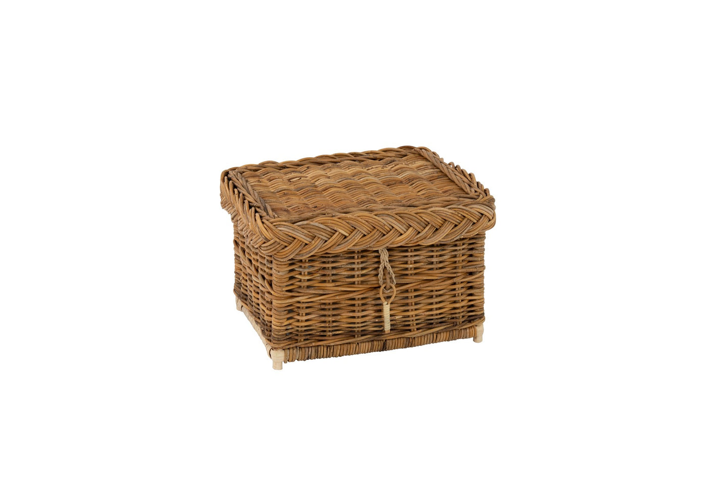 Handwoven wicker rectangular pet ashes casket.